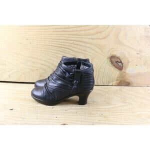 Dansko Boots Womens 7.5 Black Leather Ruched Buffy Ankle Bootie Zip Shoes